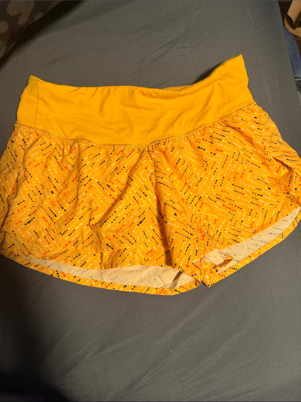 Girls' Yellow Active Skort Shorts with Printed Overlay